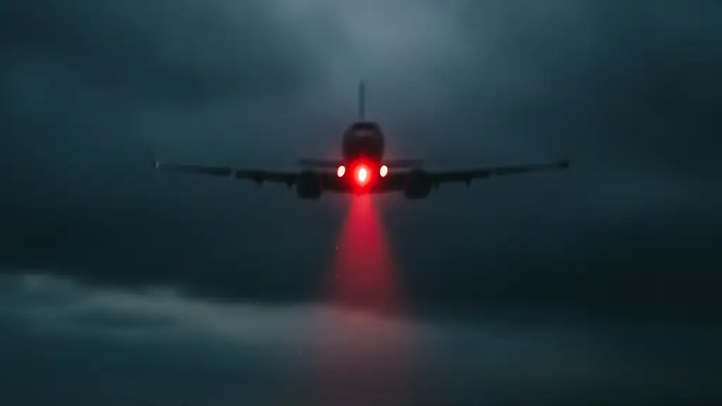 Silhouette of a Boeing 737-800 with a flashing red emergency light.