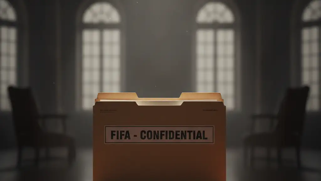 Confidential file folder on a desk, dramatically lit.