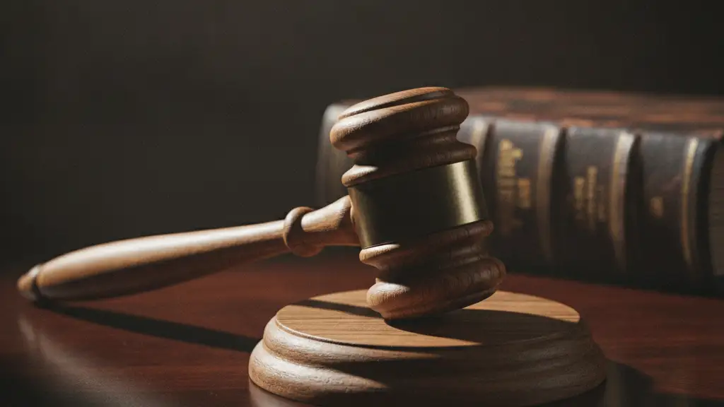 A heavy wooden gavel rests on a polished mahogany desk, symbolizing financial decisions.