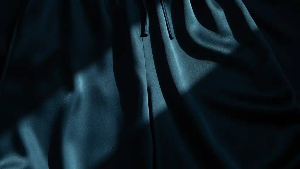 Close-up of flowing, luxurious satin fabric with soft folds and subtle light reflections.