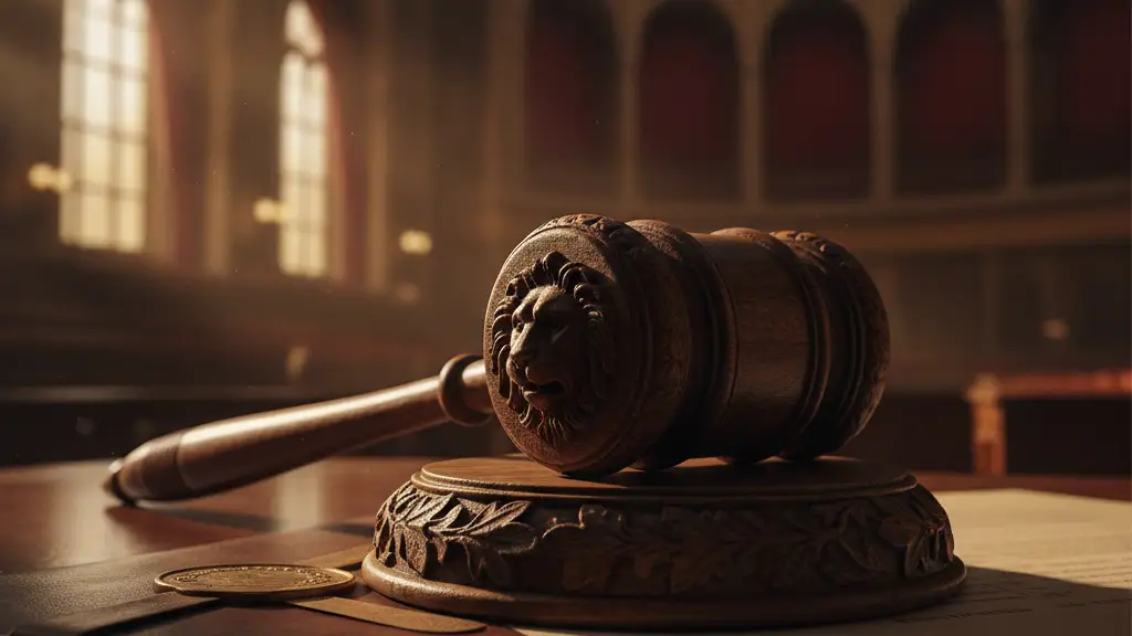 A heavy wooden gavel rests on a polished mahogany desk, symbolizing political power.