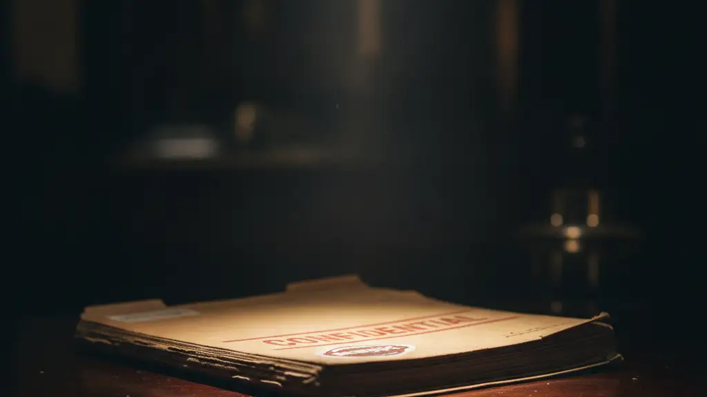 Confidential file folder on a dark desk, dramatically lit, suggesting corporate investigation.