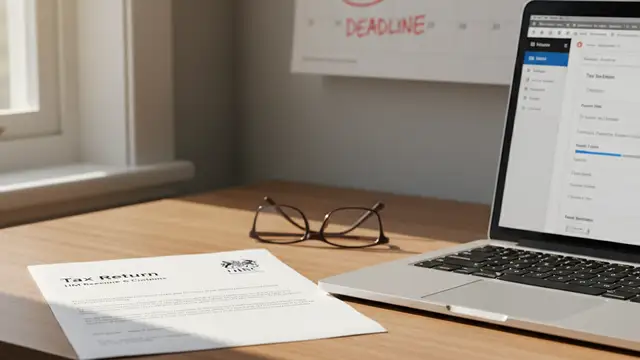 A desk with an HMRC tax letter, a laptop, and a calendar circling January 31st.
